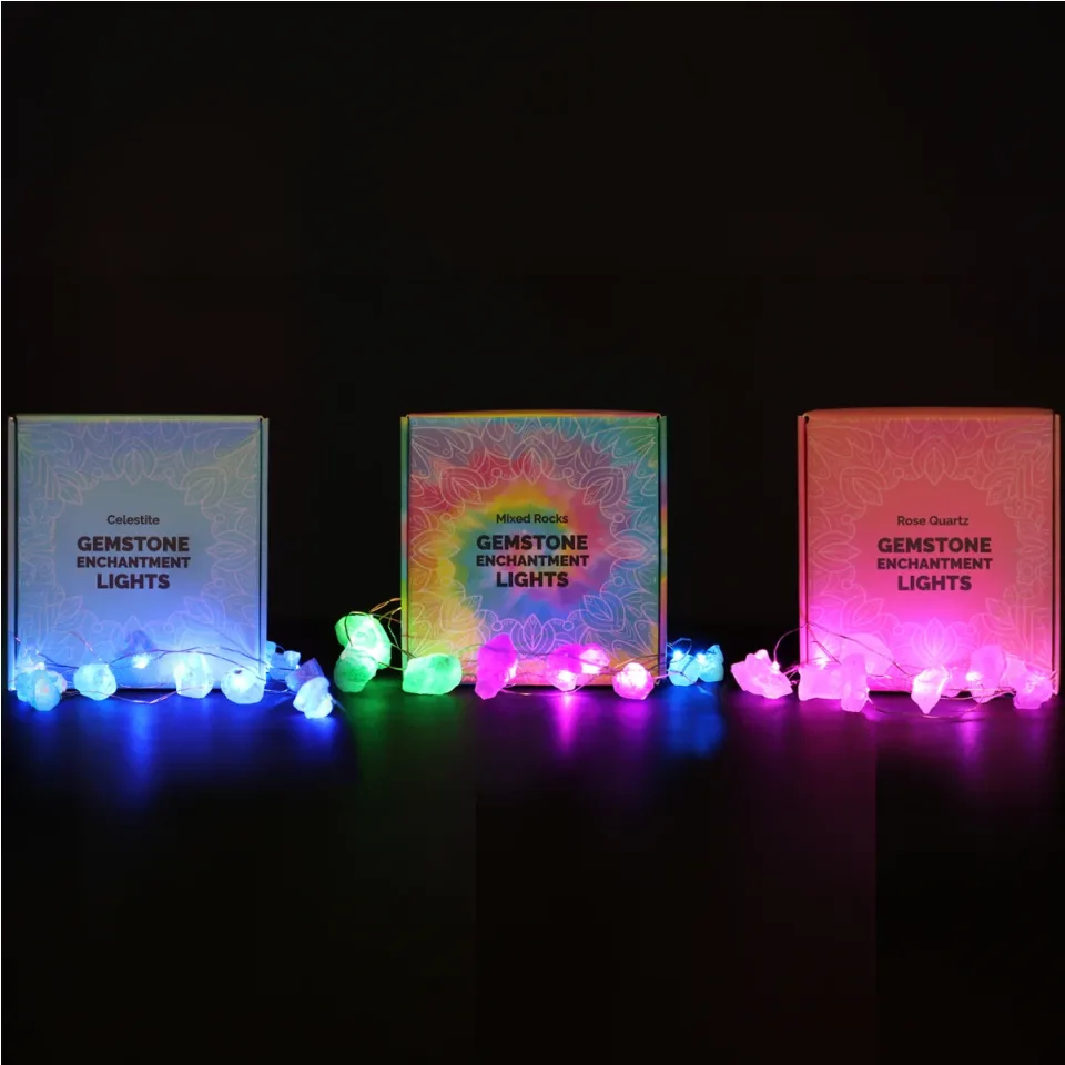 Lumières enchantées en pierre (USB) : Quartz rose
