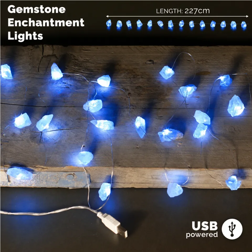 Lumières enchantées en pierre (USB) : Célestite