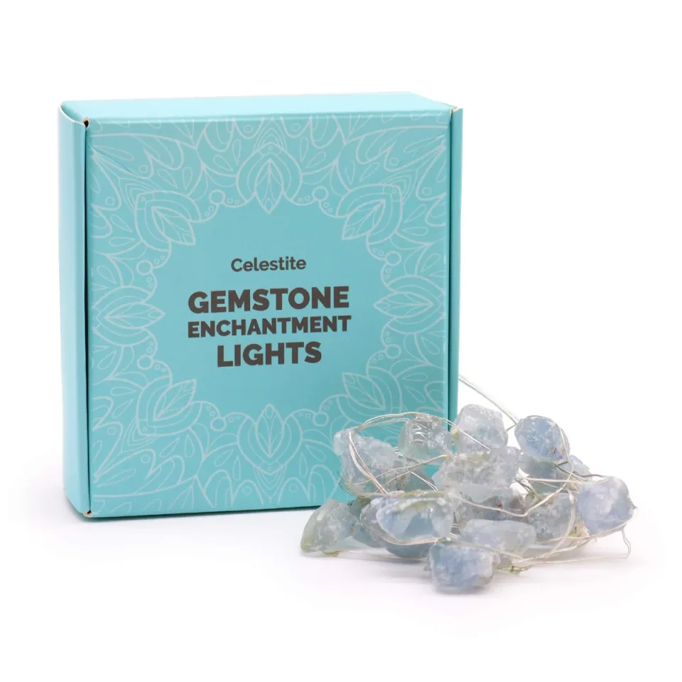 Lumières enchantées en pierre (USB) : Célestite