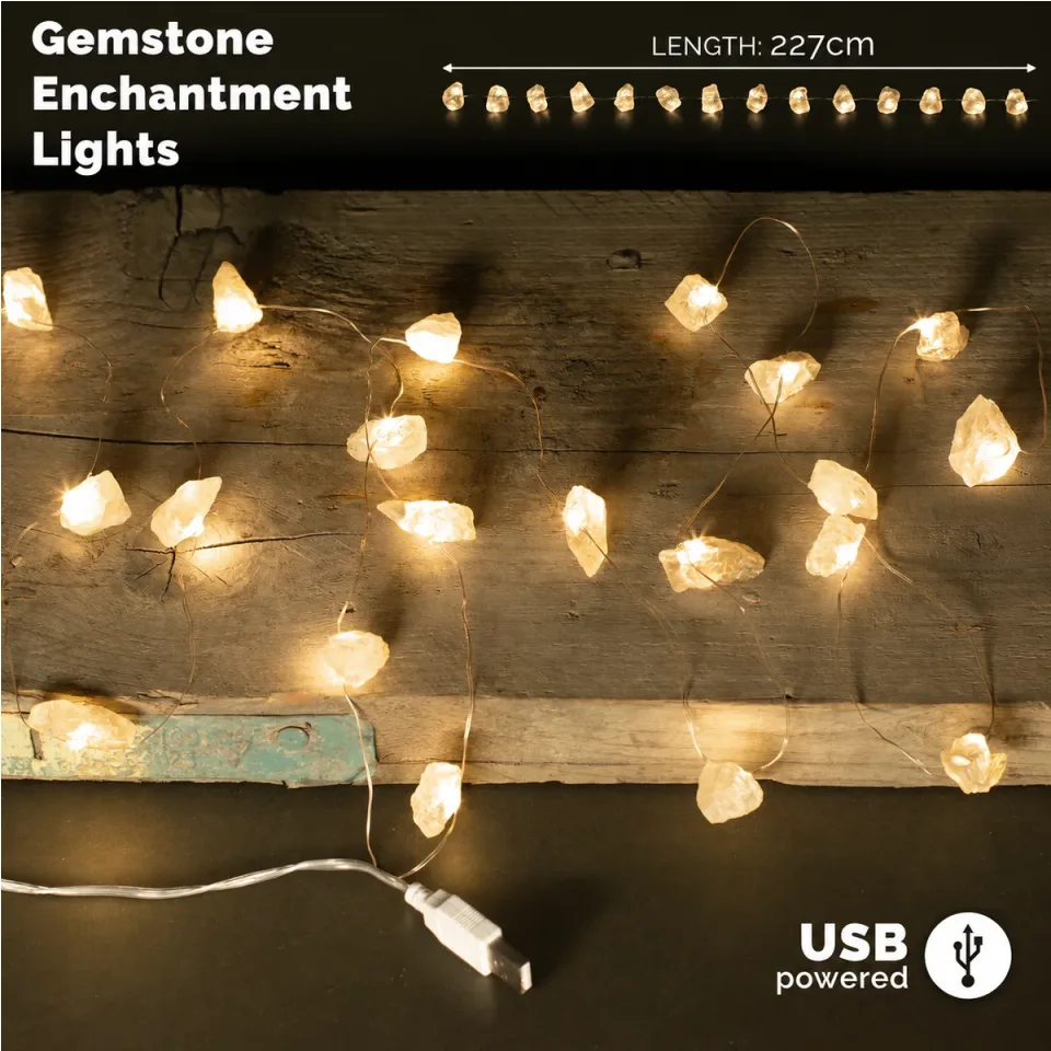 Lumières enchantées en pierre (USB) : Citrine