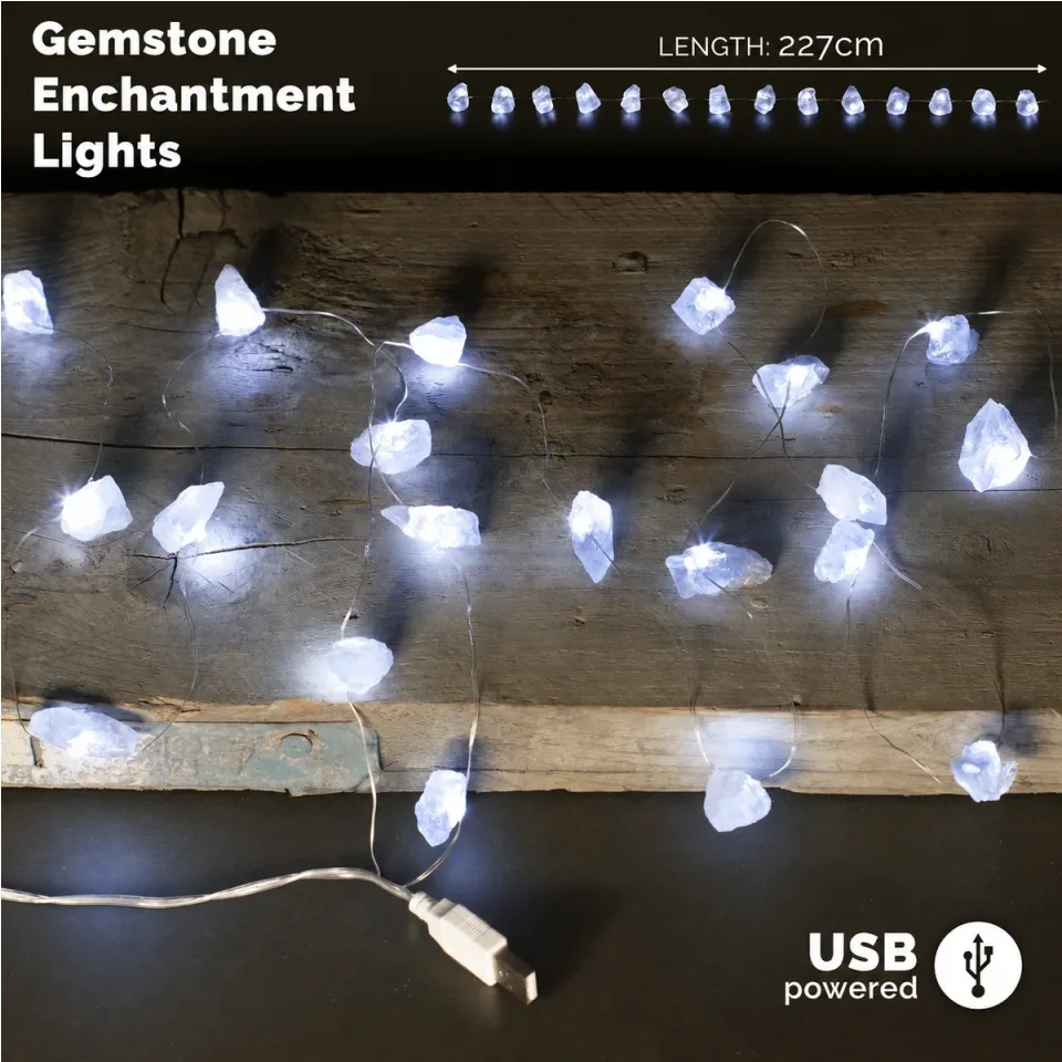 Lumières enchantées en pierre (USB) : Cristal de roche
