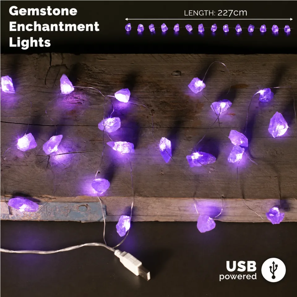 Lumières enchantées en pierre (USB) : Améthyste