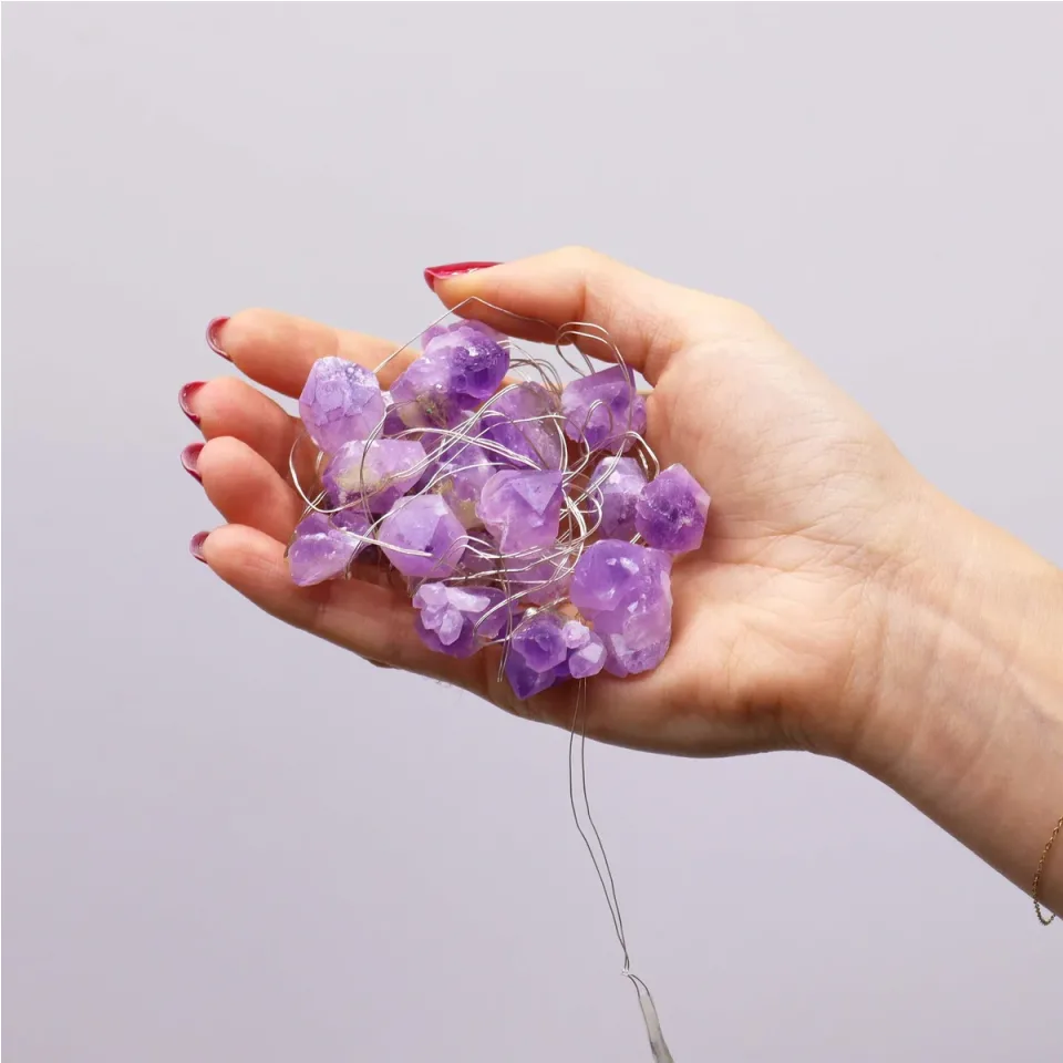 Lumières enchantées en pierre (USB) : Améthyste