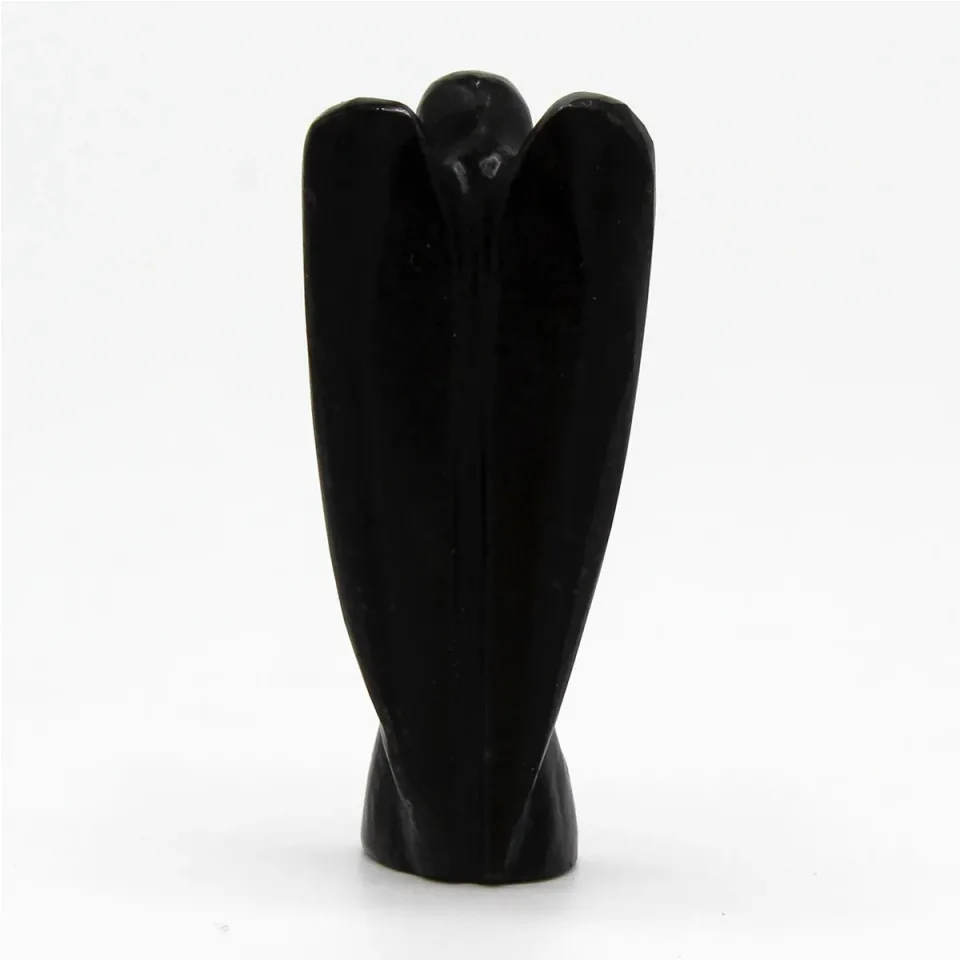 Ange sculpté : agate noire