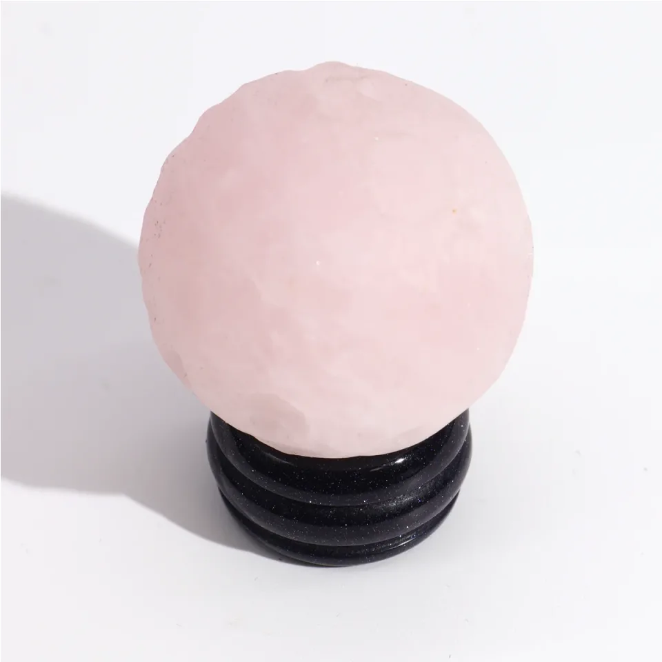 Planètes en pierre sur socle : Quartz rose, 40 mm