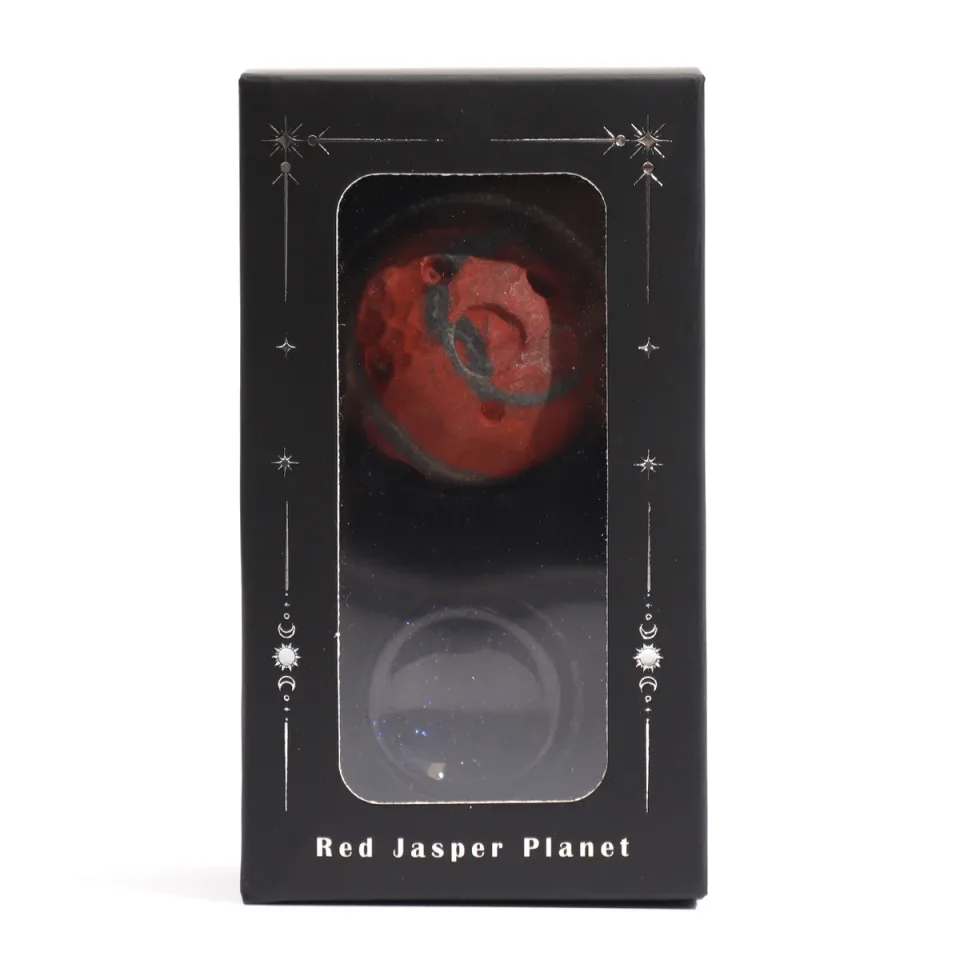 Planètes en pierre sur socle : Jaspe rouge, 40 mm (socle 30 x 15 mm)