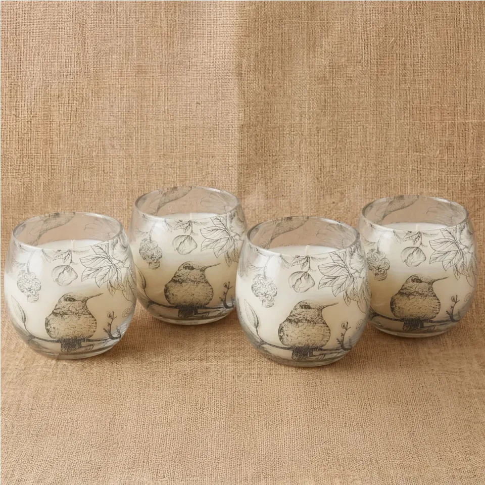 Bougie en pot de verre illustré « Dessiné par la flamme » : Petit modèle
