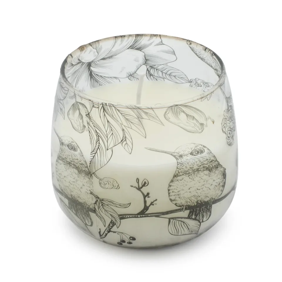 Bougie en pot de verre illustré « Dessiné par la flamme » : Modèle moyen