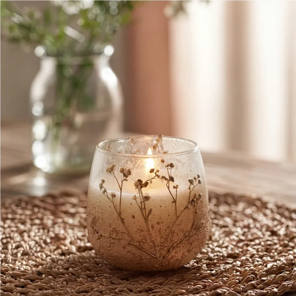 Bougie en pot de verre illustré « Bois de la lumière sauvage » : Petit modèle