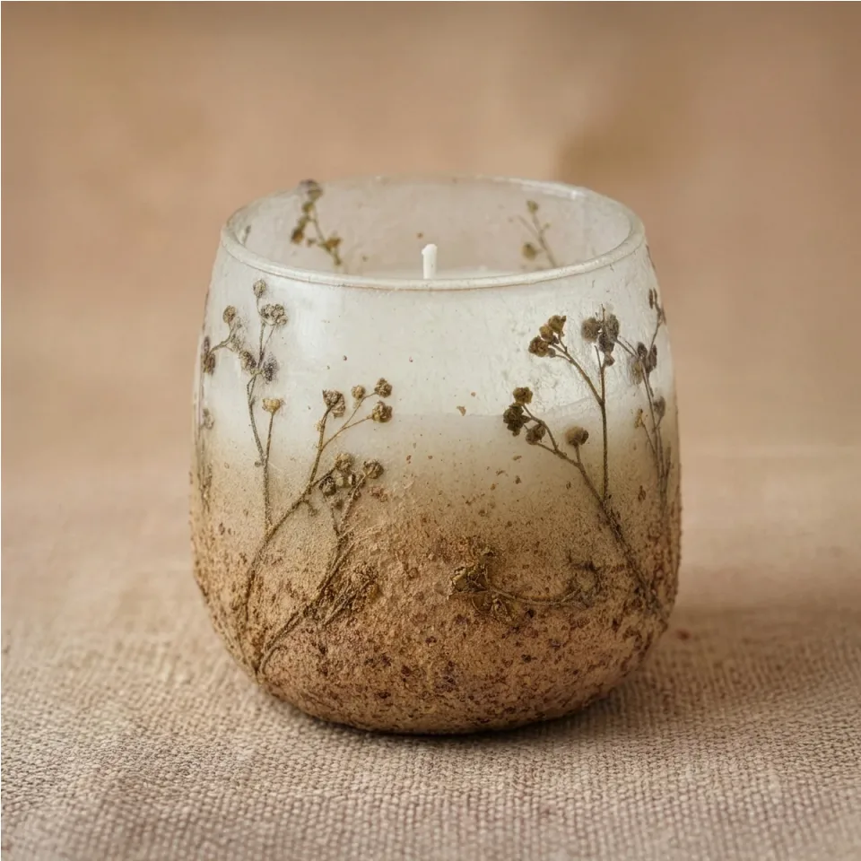Bougie en pot de verre illustré « Bois de la lumière sauvage » : Modèle moyen