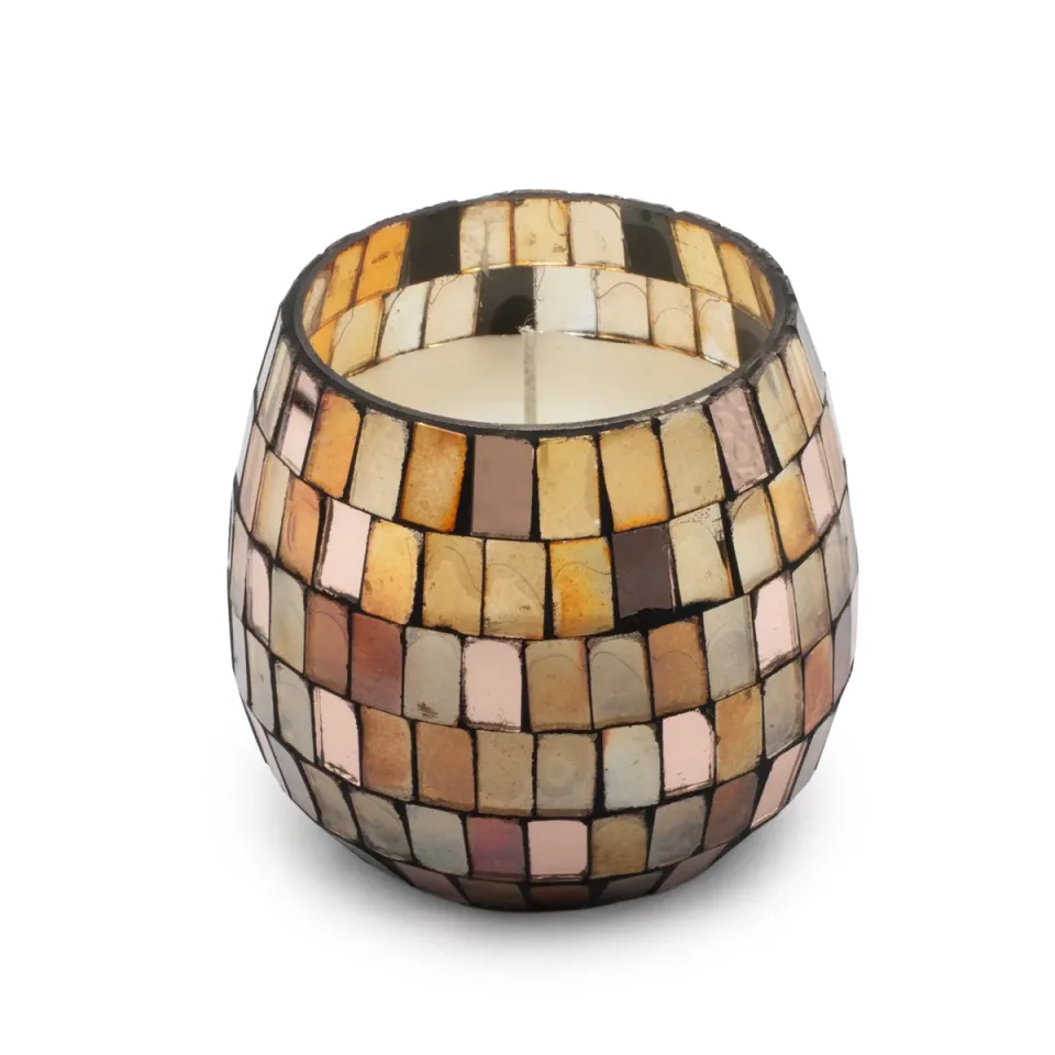 Bougie en pot de verre illustré « Mosaïque d'ambre » : Petit modèle