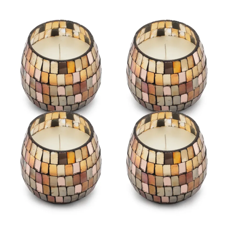 Bougie en pot de verre illustré « Mosaïque d'ambre » : Petit modèle