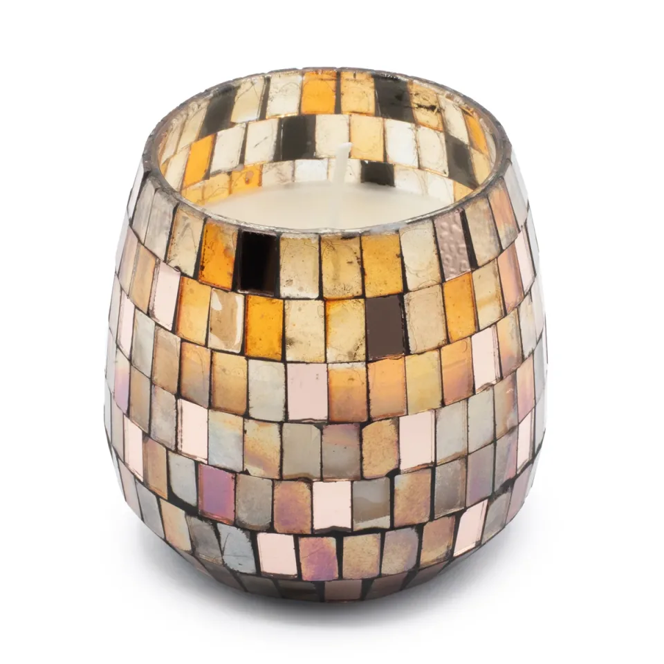 Bougie en pot de verre illustré « Mosaïque d'ambre » : Modèle moyen