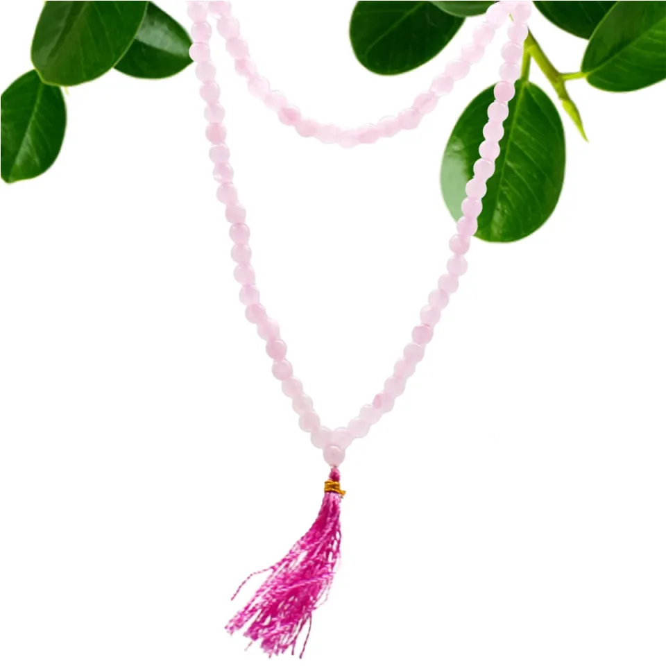 Malas de 108 perles en pierres naturelles : Quartz rose