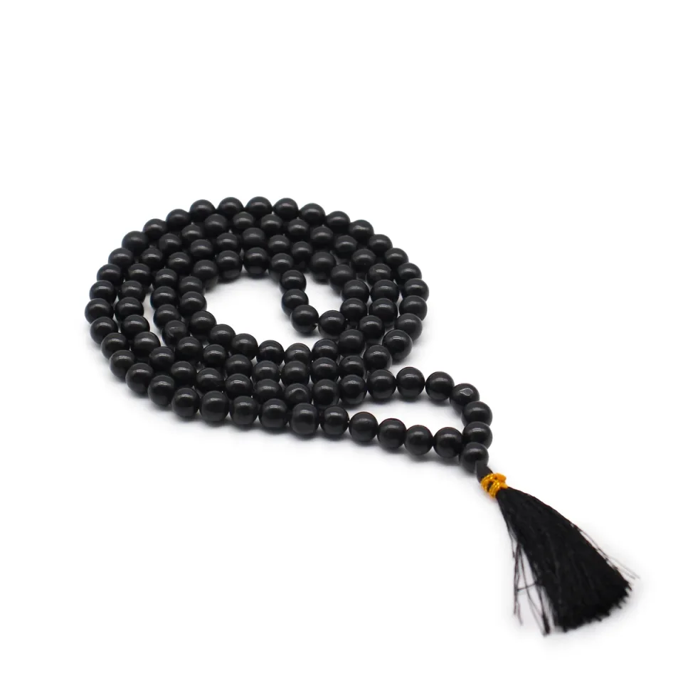 Malas de 108 perles en pierres naturelles : Agate noire