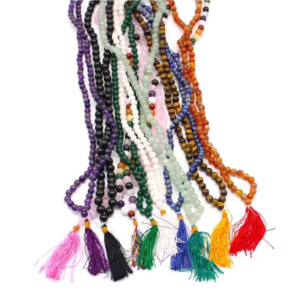 Malas de 108 perles en pierres naturelles : Agate noire