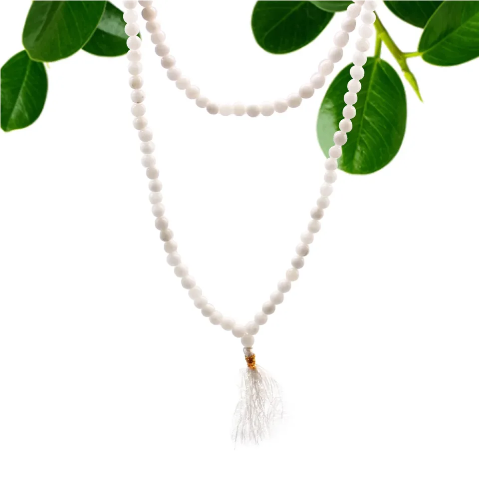 Malas de 108 perles en pierres naturelles : Quartz blanc