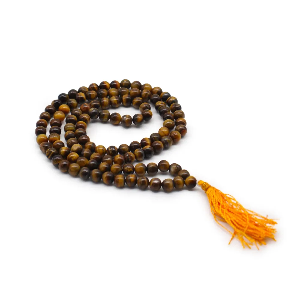 Malas de 108 perles en pierres naturelles : Œil de tigre