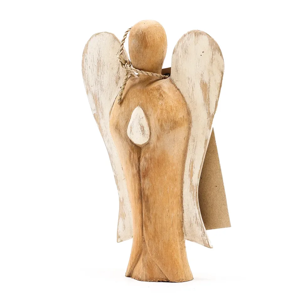 Ange Hati-Hati en bois sculpté : « Paix », 15 cm