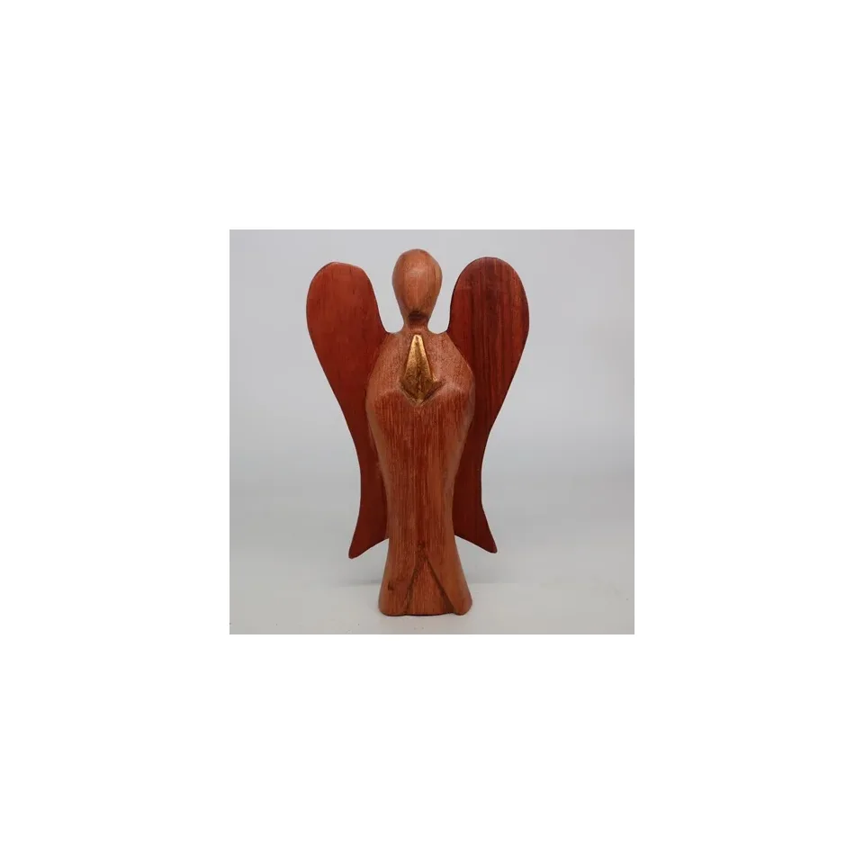 Ange Hati-Hati en bois sculpté : « Amitié », 15 cm