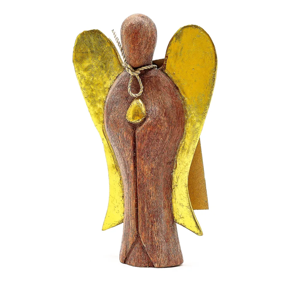 Ange Hati-Hati en bois sculpté : « Gardien », 15 cm