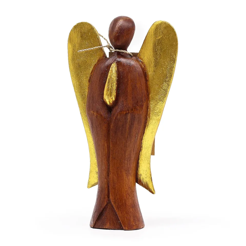 Ange Hati-Hati en bois sculpté : « Joie », 20 cm