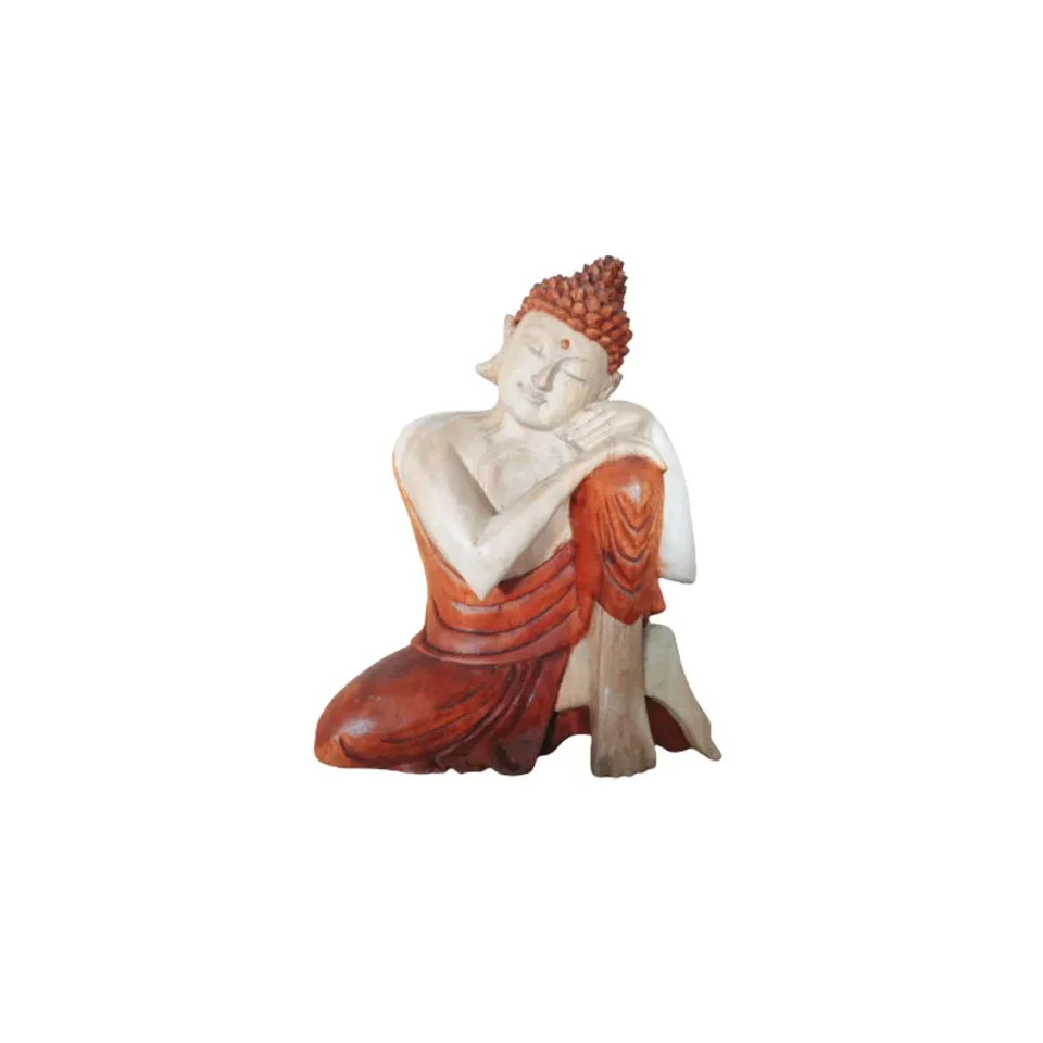 Statue de Bouddha sculptée main, en réflexion : 25 cm