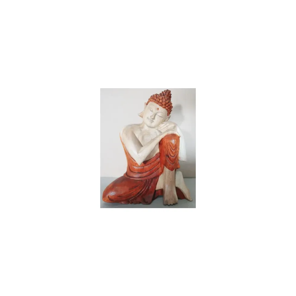 Statue de Bouddha sculptée main, en réflexion : 25 cm