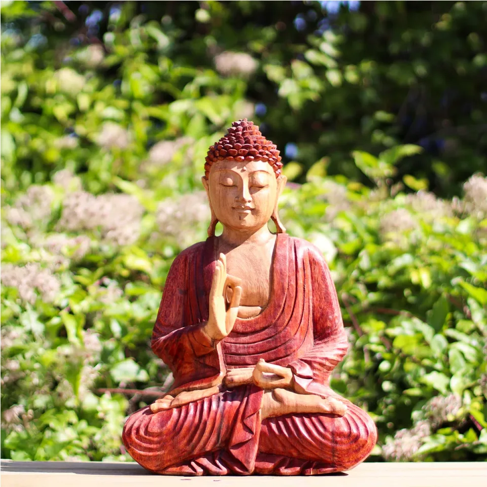 Statue de Bouddha sculptée main, transmission de l'enseignement : 30 cm