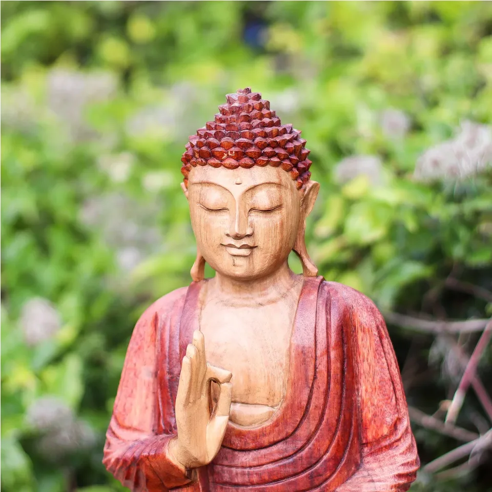 Statue de Bouddha sculptée main, transmission de l'enseignement : 30 cm