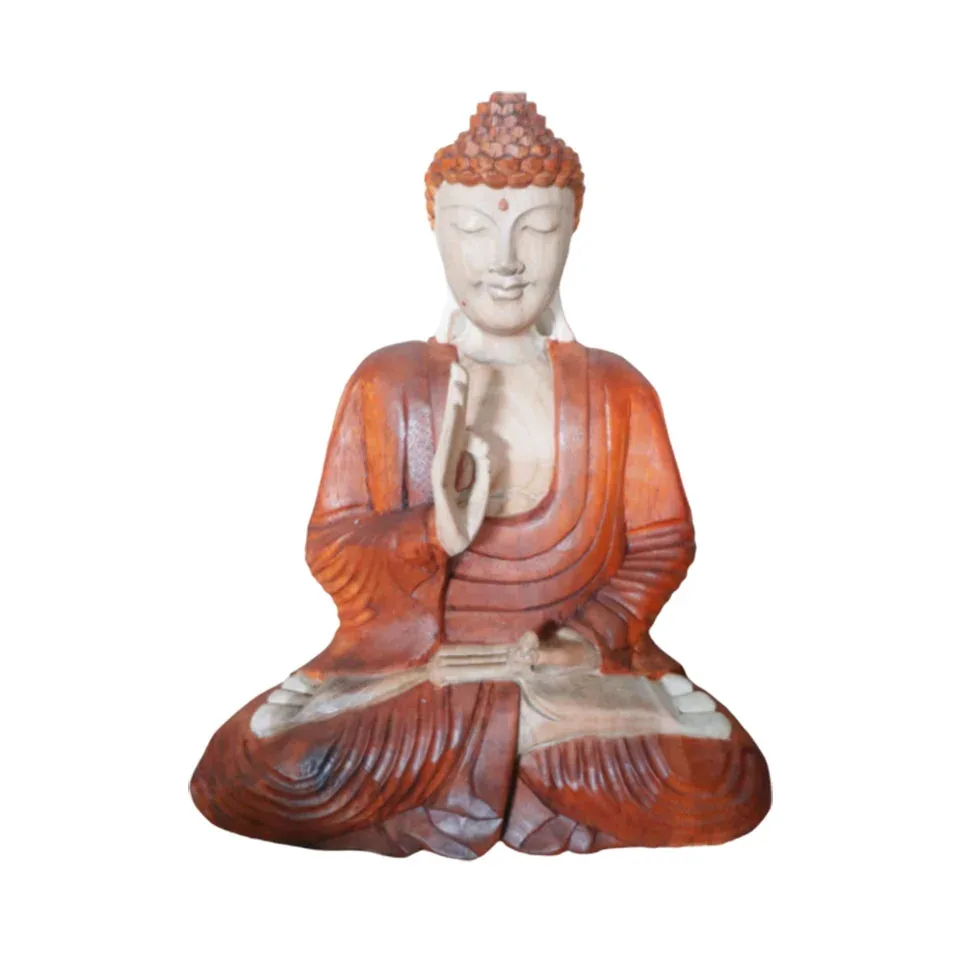 Statue de Bouddha sculptée main, transmission de l'enseignement : 40 cm