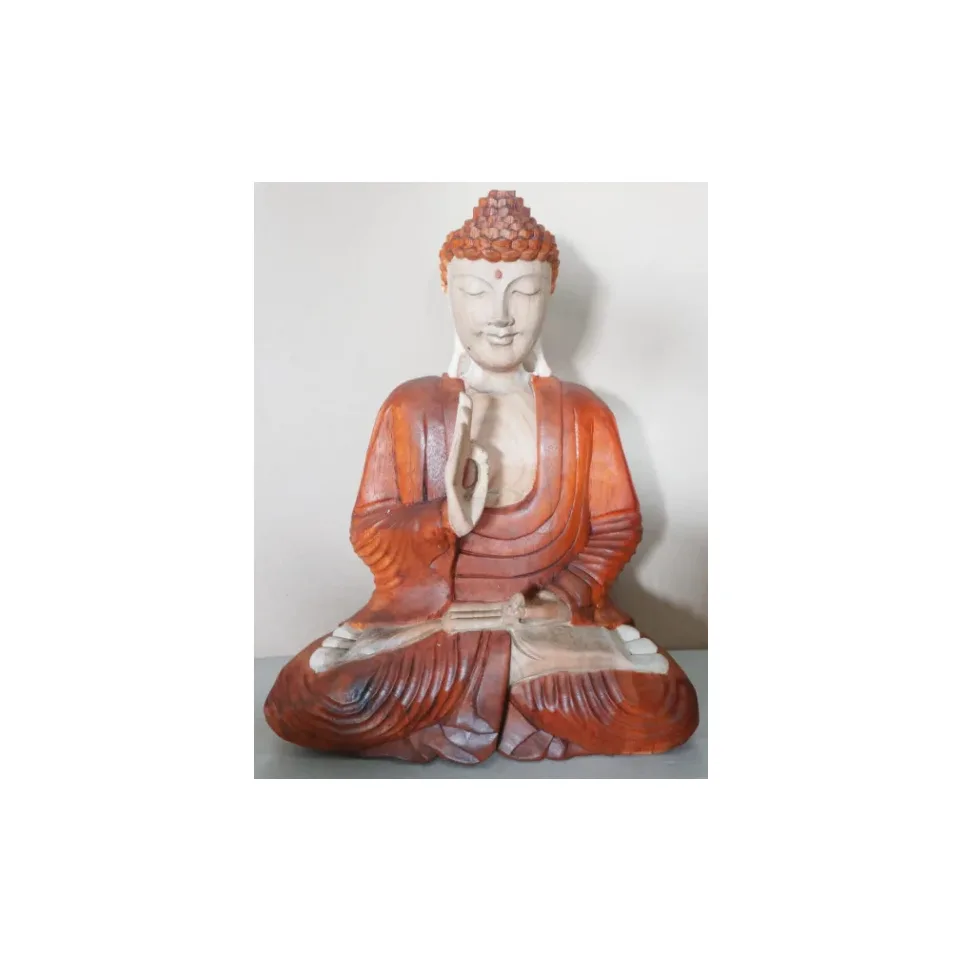 Statue de Bouddha sculptée main, transmission de l'enseignement : 40 cm