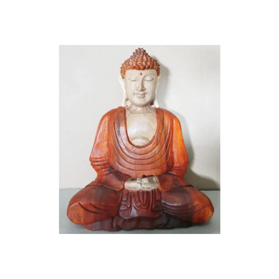 Statue de Bouddha sculptée main, main baissée : 30 cm