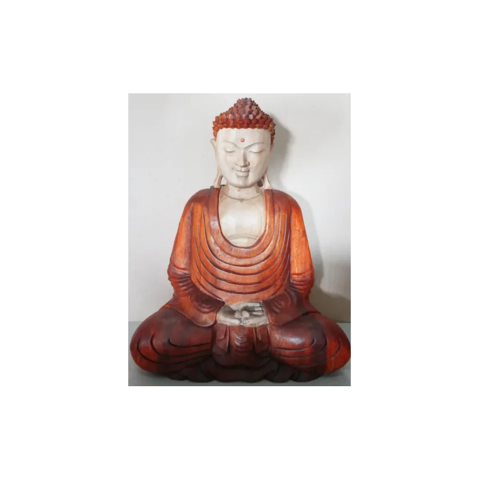 Statue de Bouddha sculptée main, main baissée : 40 cm