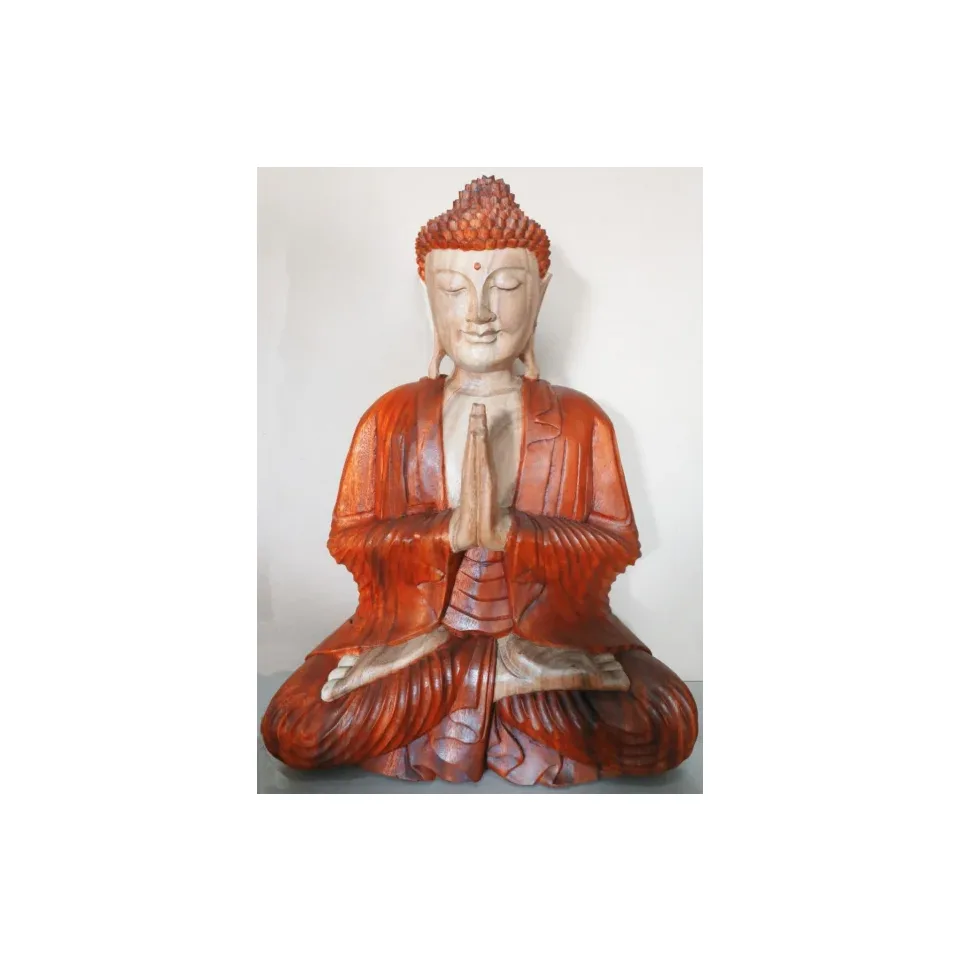 Statue de Bouddha sculptée main, accueil : 60 cm