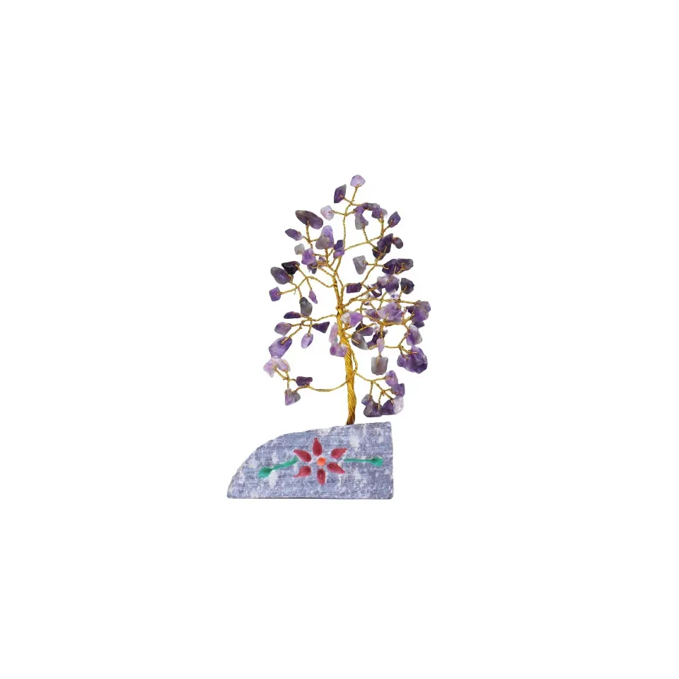 Arbres de vie en pierres naturelles (80, 160, 320 pierres) : Améthyste, 80 pierres