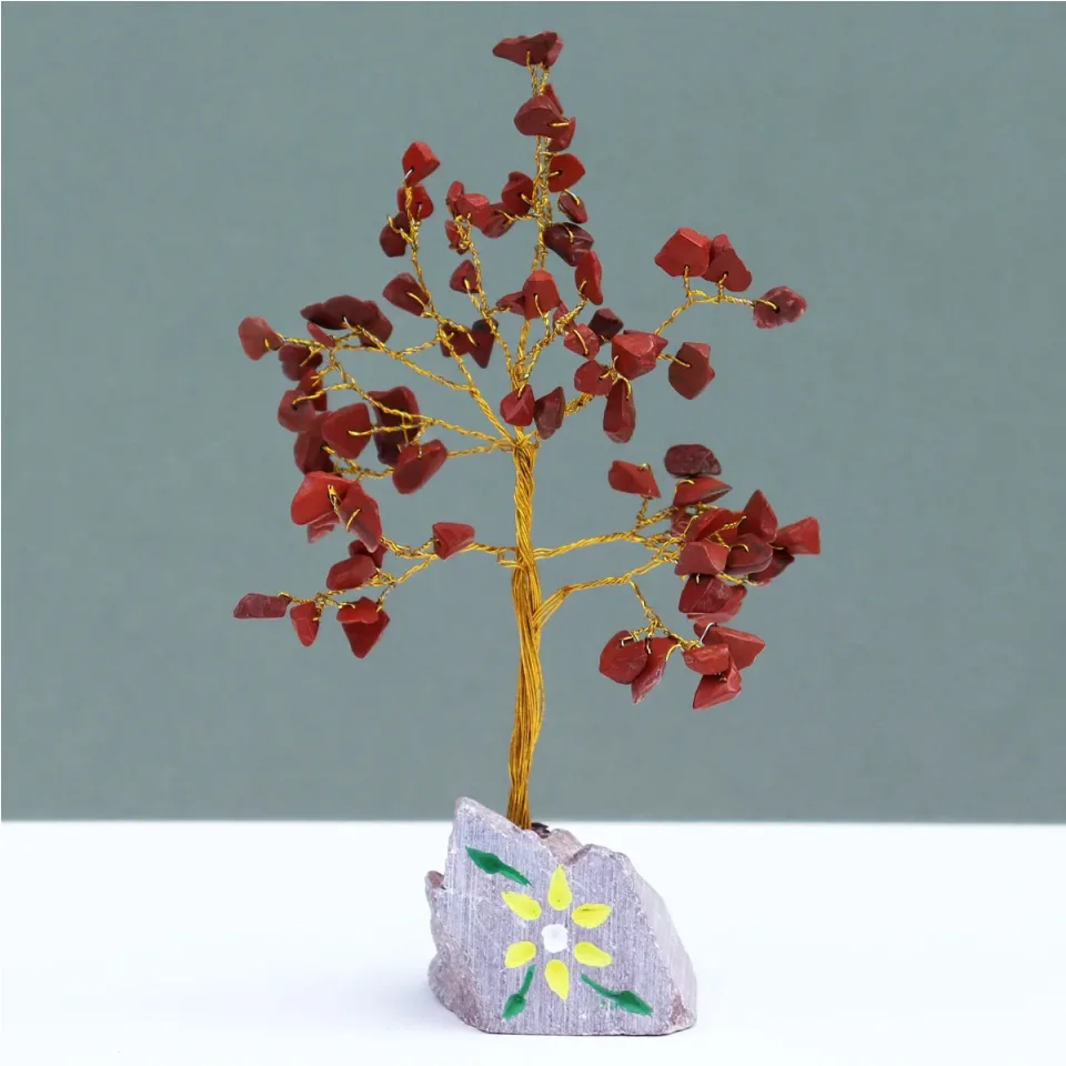 Arbres de vie en pierres naturelles (80, 160, 320 pierres) : Jaspe rouge, 80 pierres
