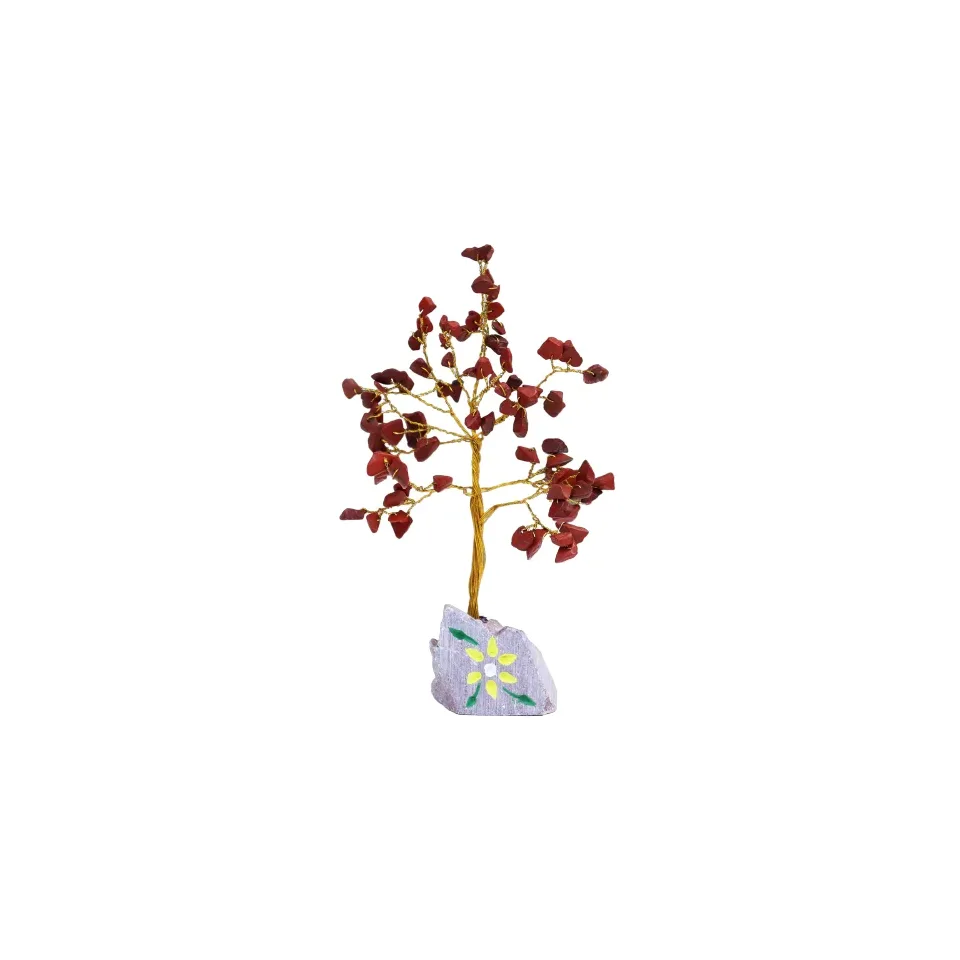 Arbres de vie en pierres naturelles (80, 160, 320 pierres) : Jaspe rouge, 80 pierres