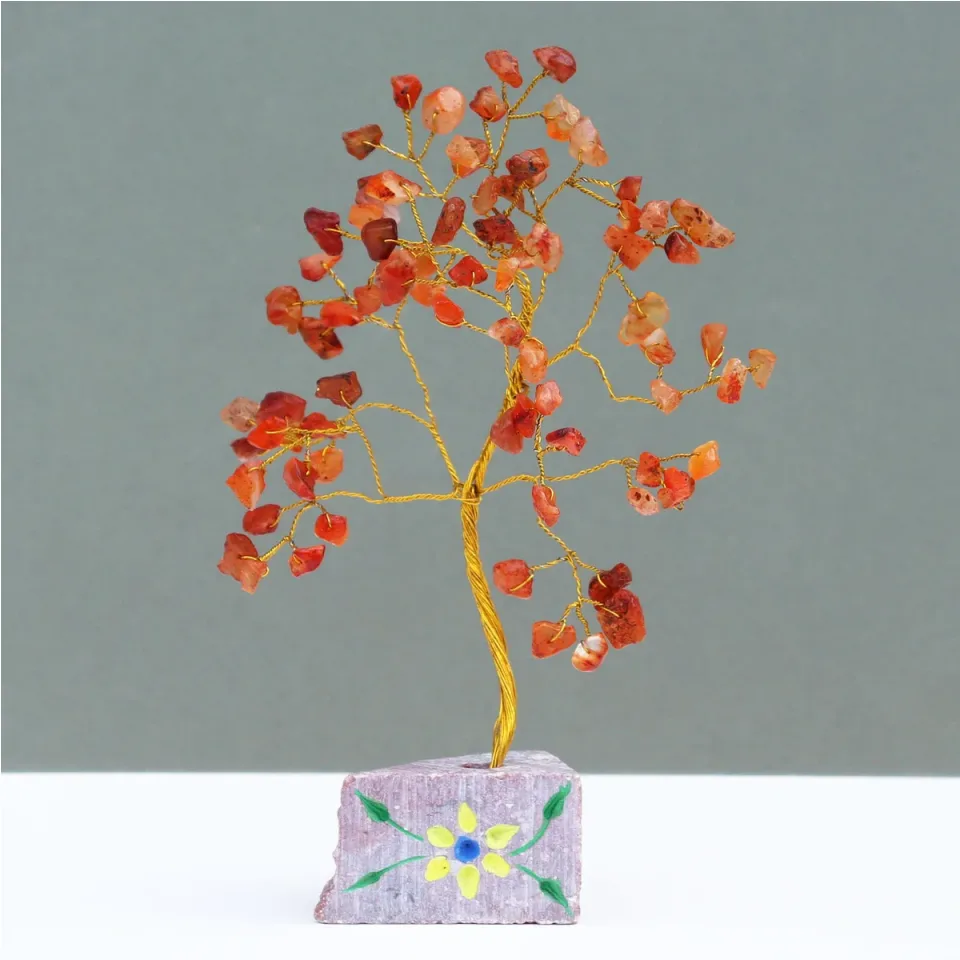 Arbres de vie en pierres naturelles (80, 160, 320 pierres) : Cornaline, 80 pierres