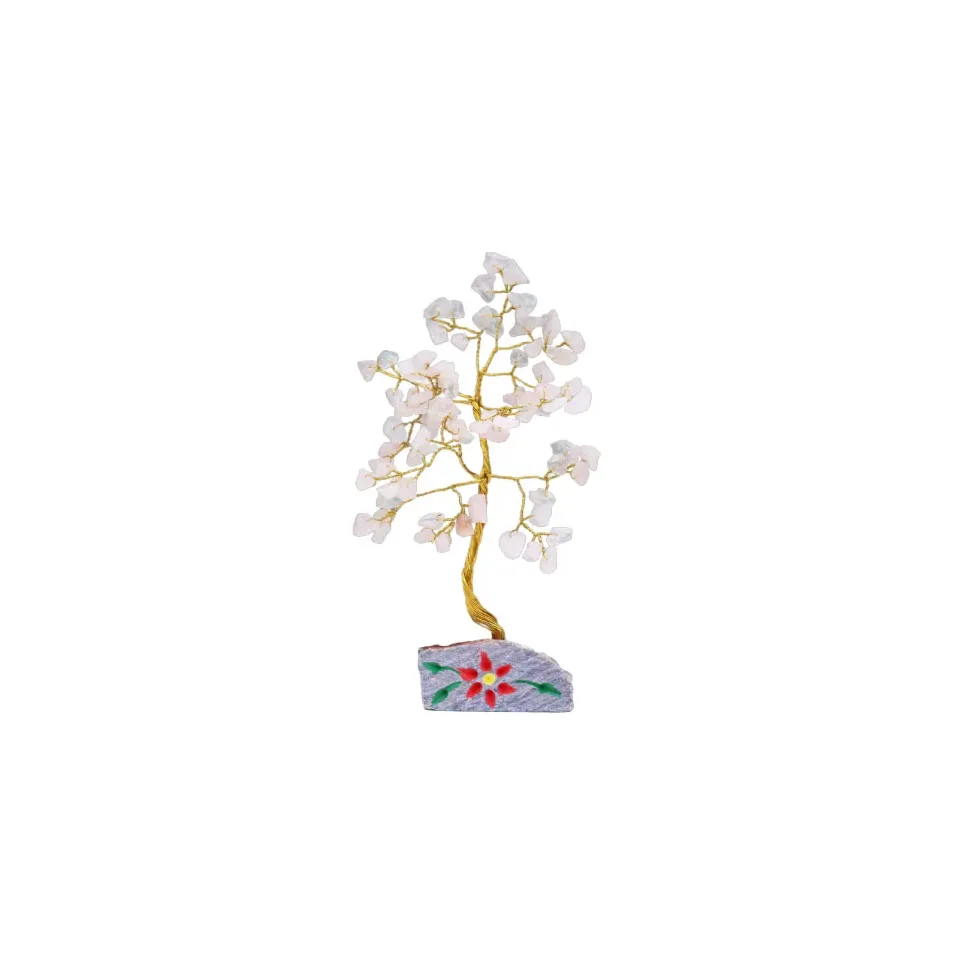 Arbres de vie en pierres naturelles (80, 160, 320 pierres) : Quartz rose, 80 pierres