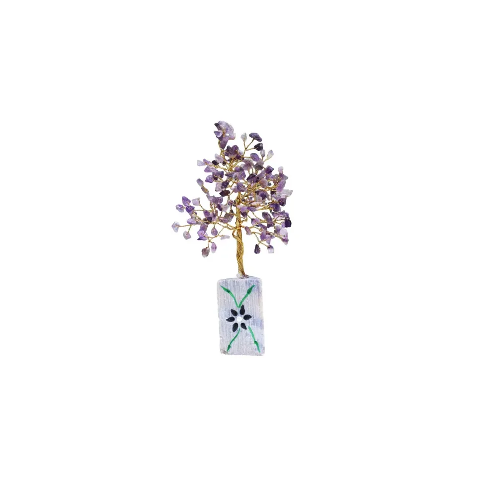 Arbres de vie en pierres naturelles (80, 160, 320 pierres) : Améthyste, 160 pierres