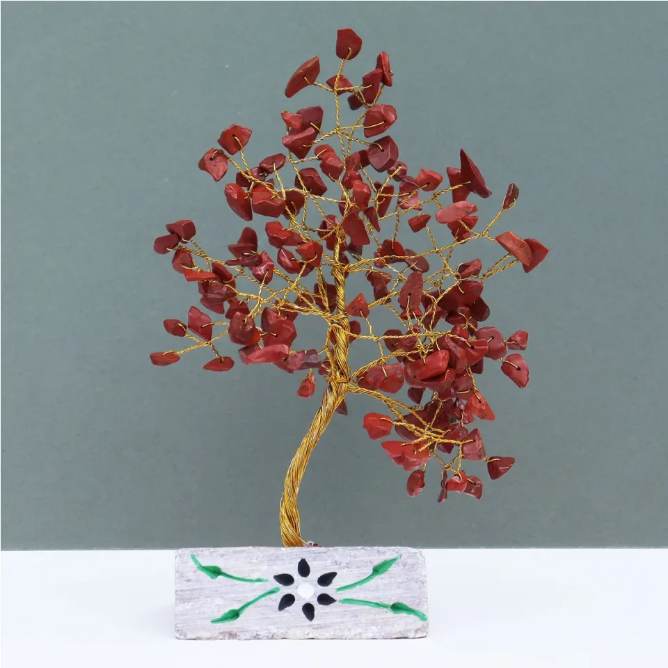 Arbres de vie en pierres naturelles (80, 160, 320 pierres) : Jaspe rouge, 160 pierres