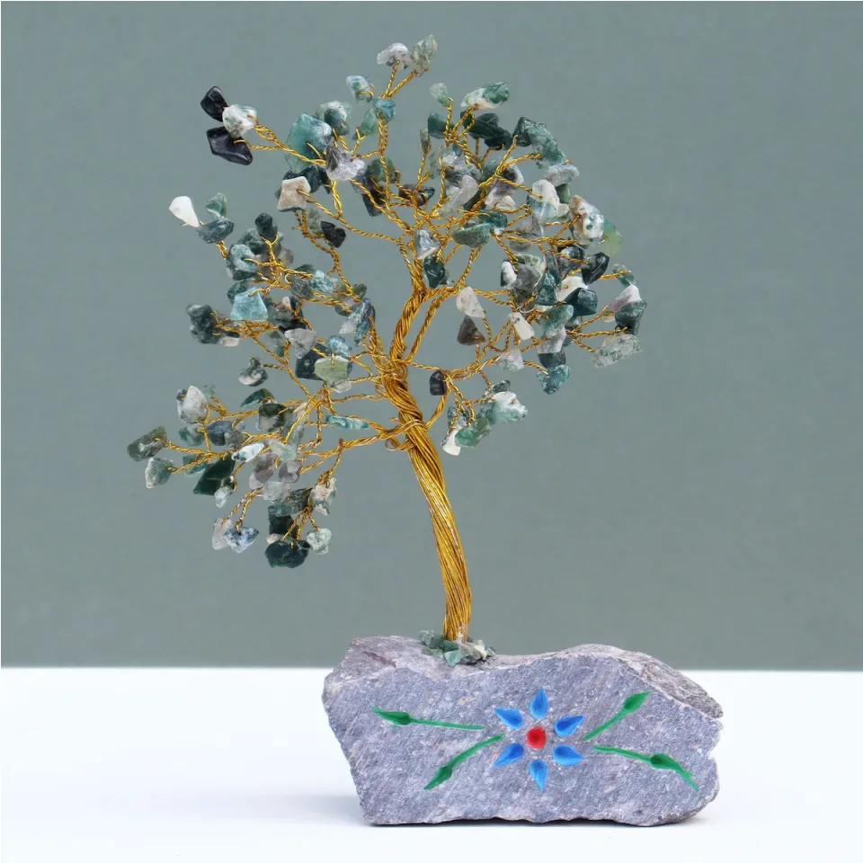 Arbres de vie en pierres naturelles (80, 160, 320 pierres) : Agate mousse, 160 pierres