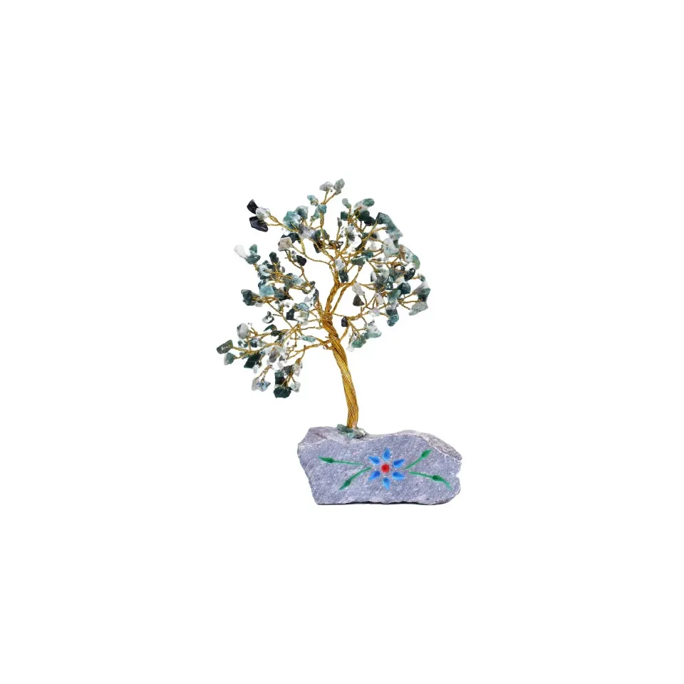 Arbres de vie en pierres naturelles (80, 160, 320 pierres) : Agate mousse, 160 pierres