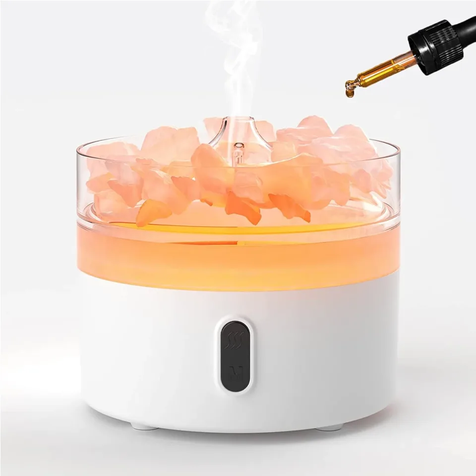 Diffuseur en sel de l'Himalaya, veilleuse, USB-C, effet flamme (sel inclus) : Modèle unique