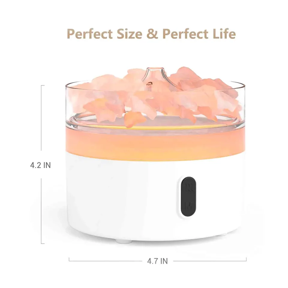 Diffuseur en sel de l'Himalaya, veilleuse, USB-C, effet flamme (sel inclus) : Modèle unique