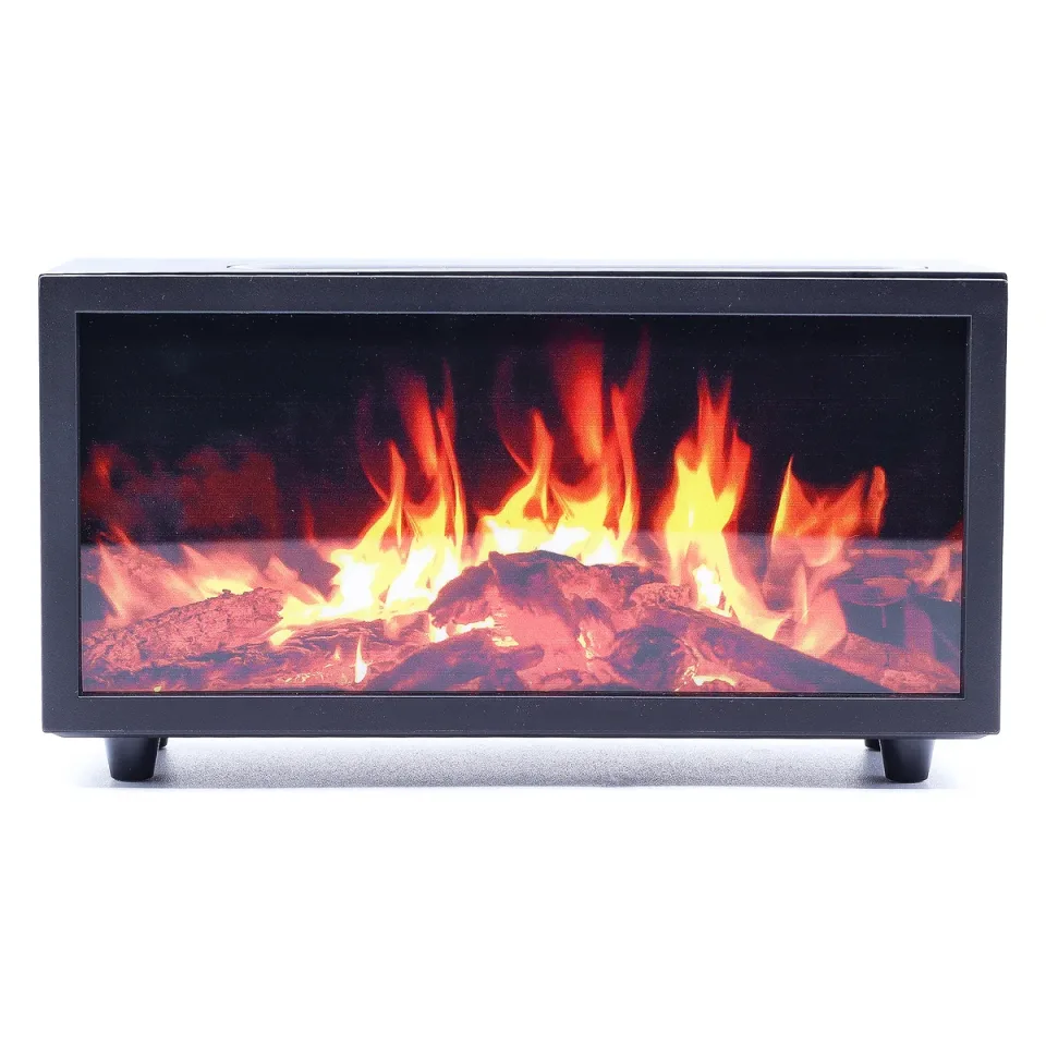 Diffuseur effet flamme avec chants d'oiseaux, noir, USB, lumière colorée : Modèle unique