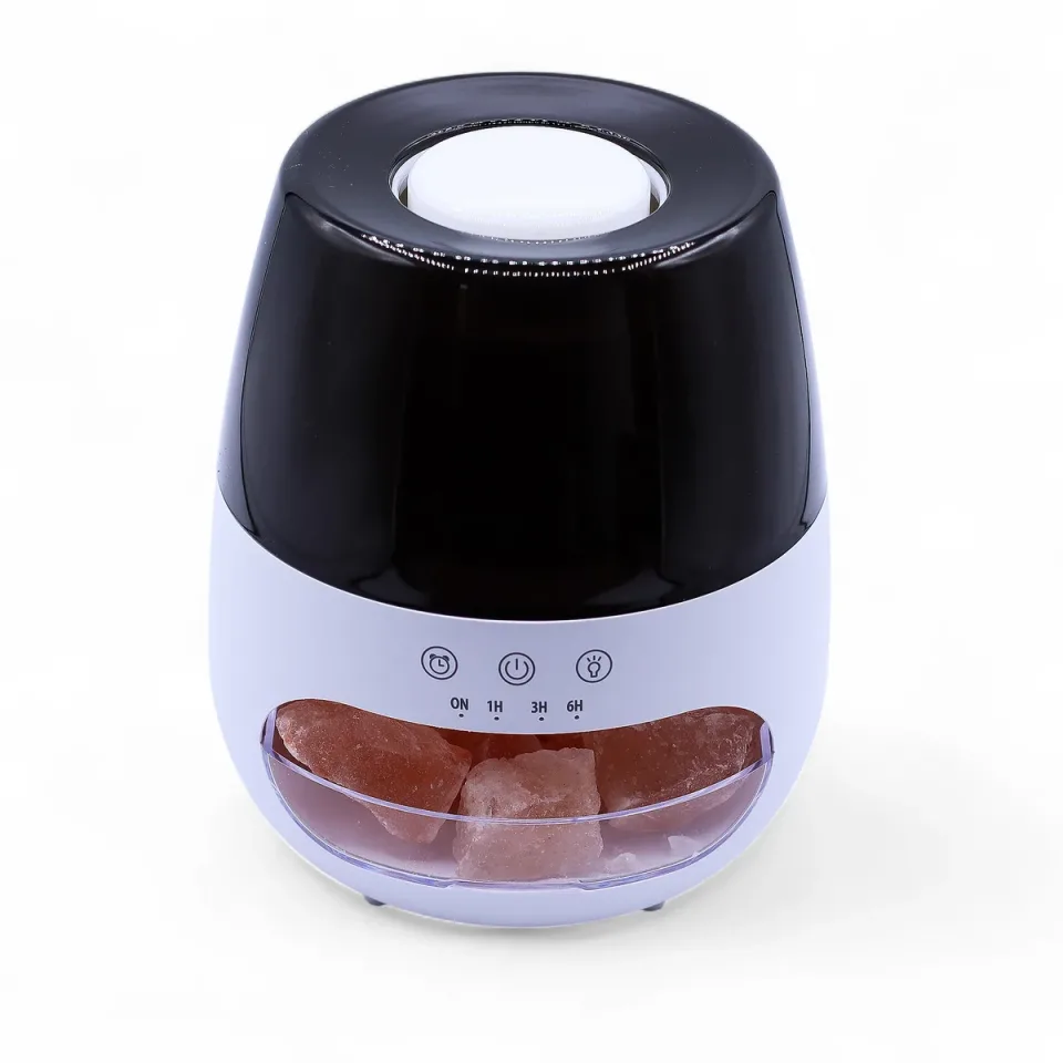 Diffuseur effet flamme en pierre de sel, USB, lumière colorée et minuteur : Modèle unique