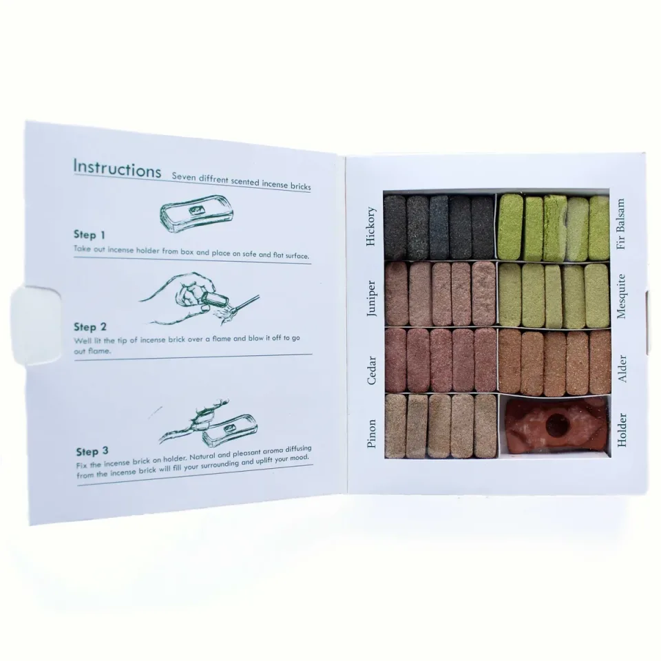 Coffret d'encens, Coffret de 7 parfums terreux de l'Himalaya : Modèle unique