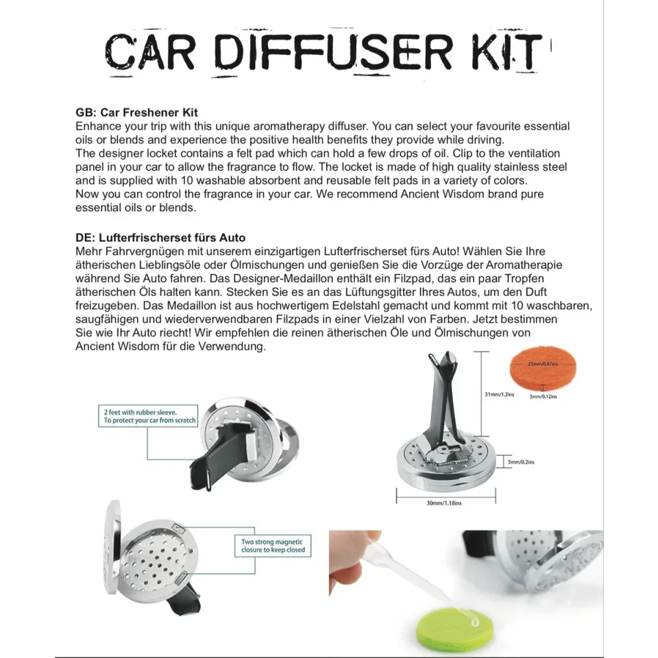Diffuseur d'huiles essentielles pour voiture, Main de Fatma : Modèle unique